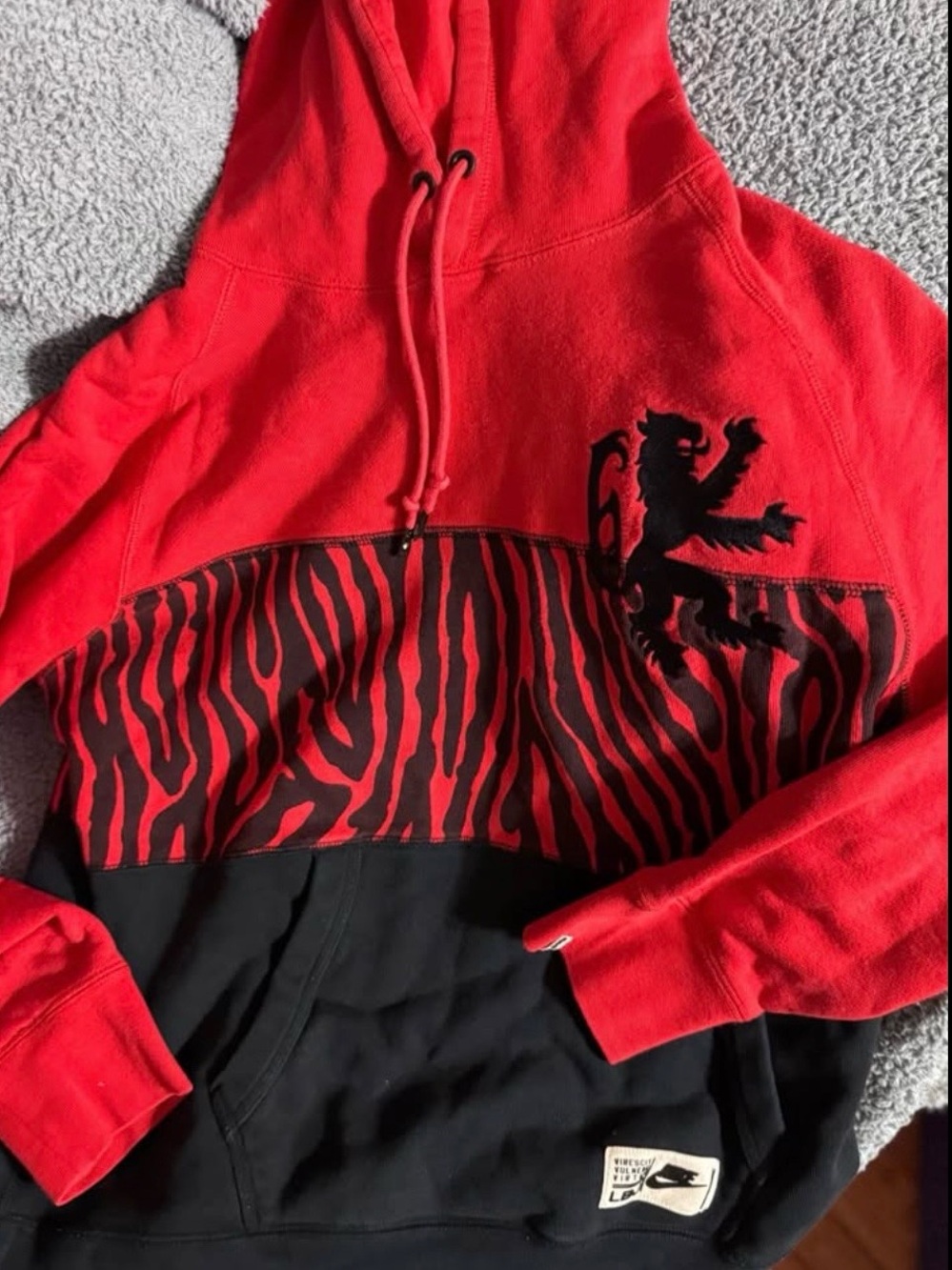 Red and Black Lion Graphic Hoodie - Nike. LeBron James